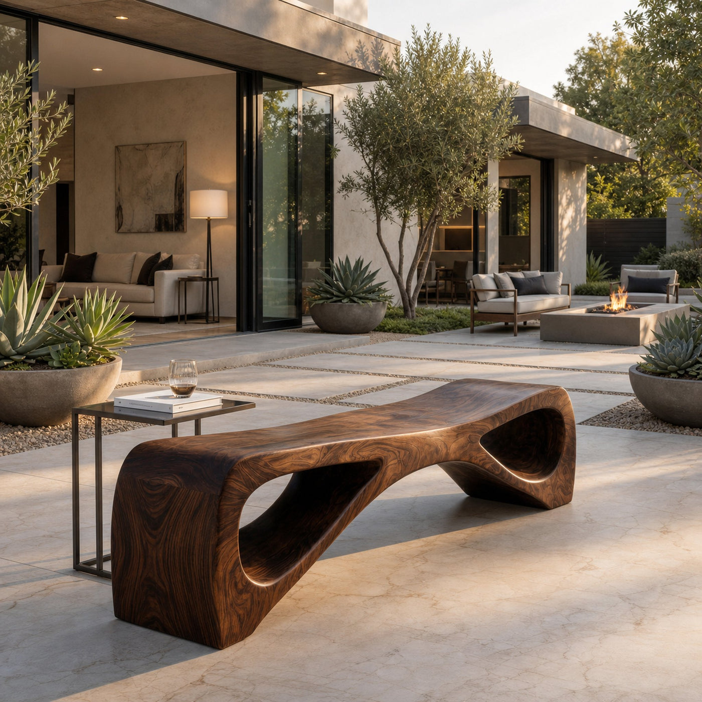 Organic Wooden Outdoor Bench For Landscape Garden - product view 7
