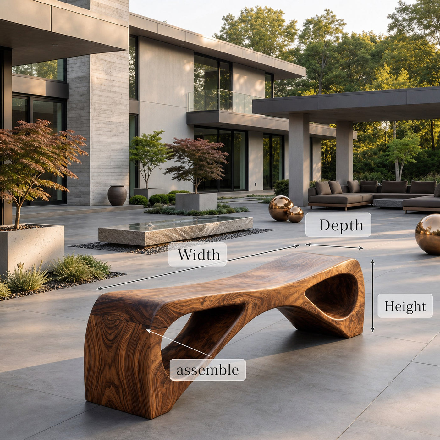 Organic Wooden Outdoor Bench For Landscape Garden - product view 8
