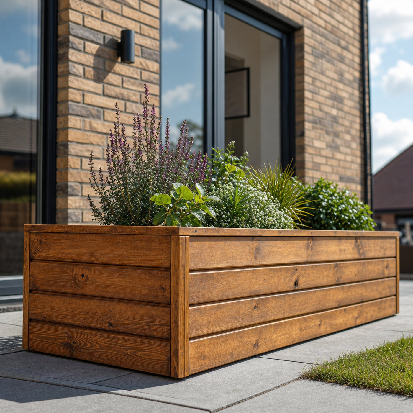 Organic Wooden Planter Box For Garden Pathways