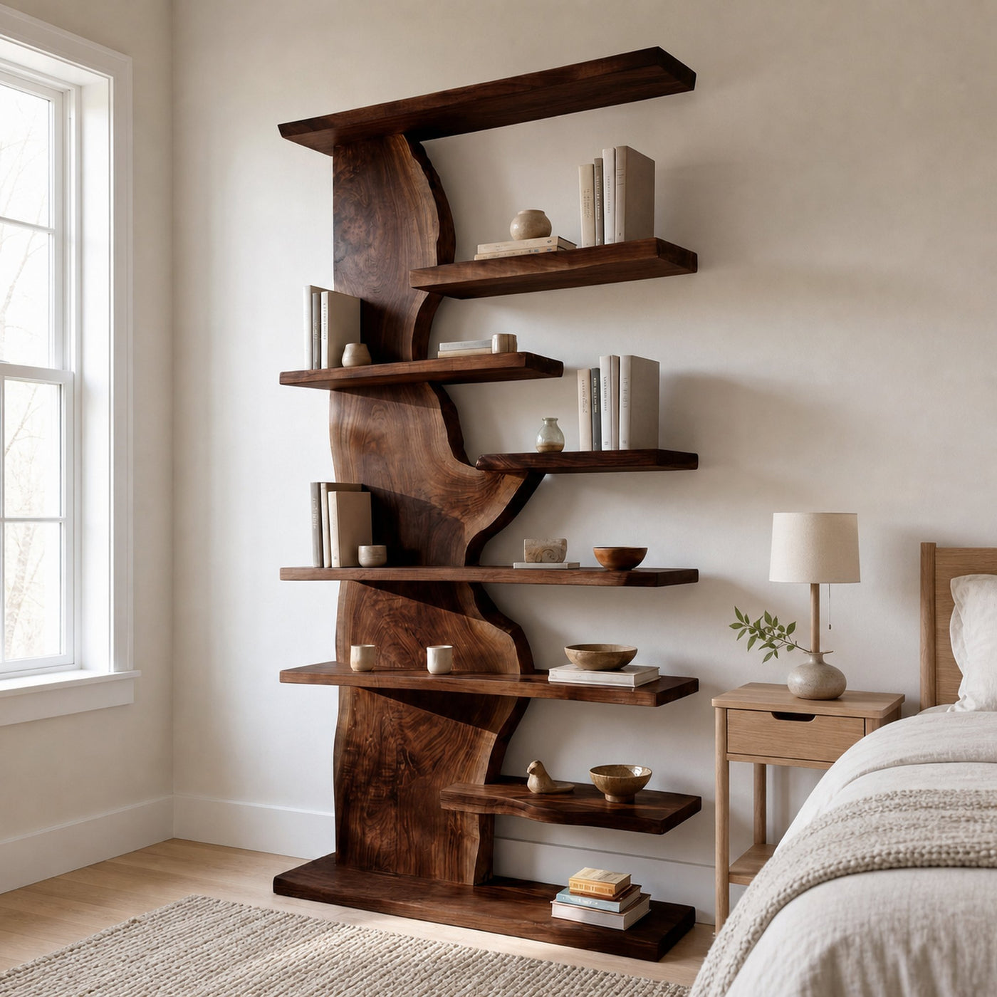 Organic Wooden Standing Shelf For Living Room - product view 6