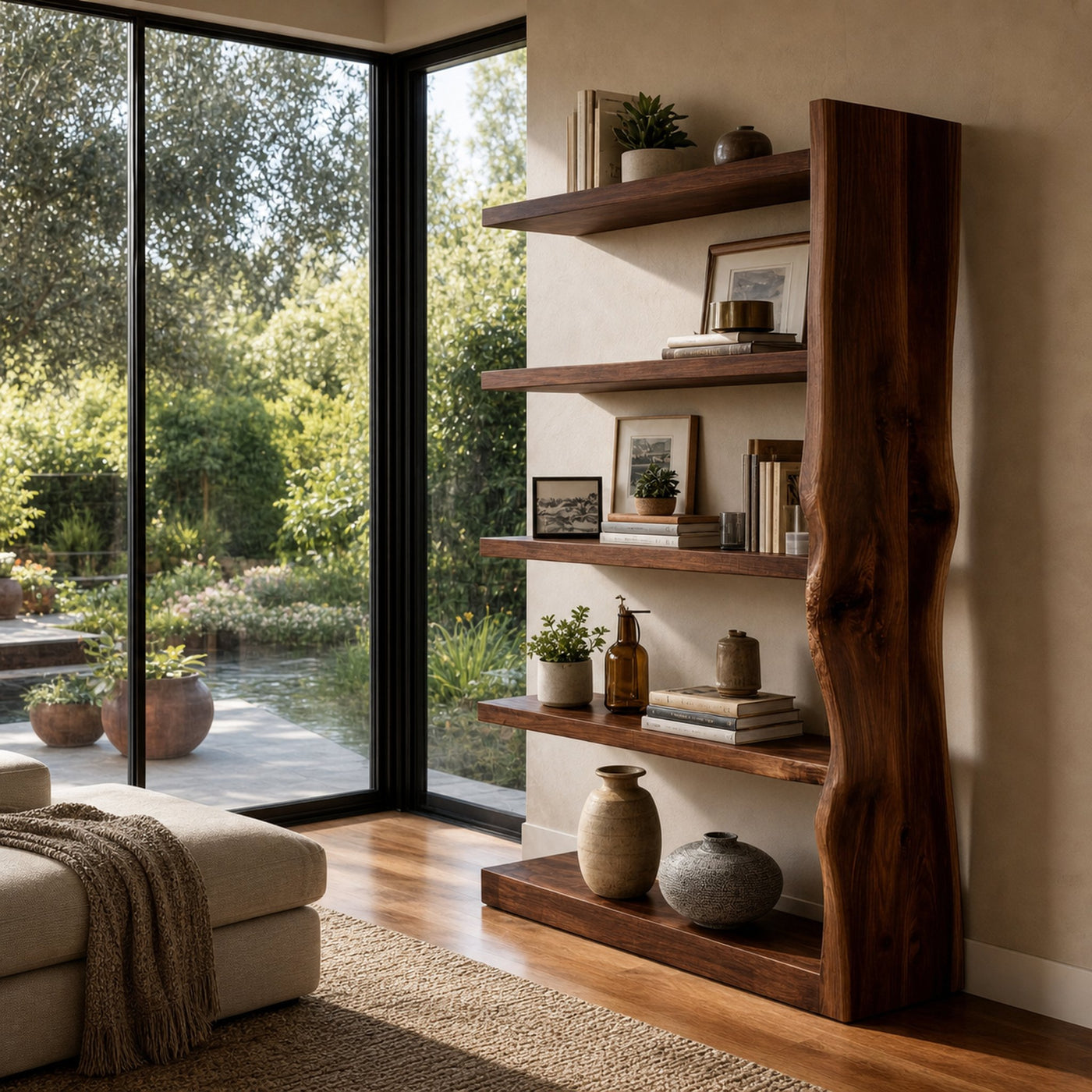Organic Wooden Standing Shelf For Minimalist Home - product view 6