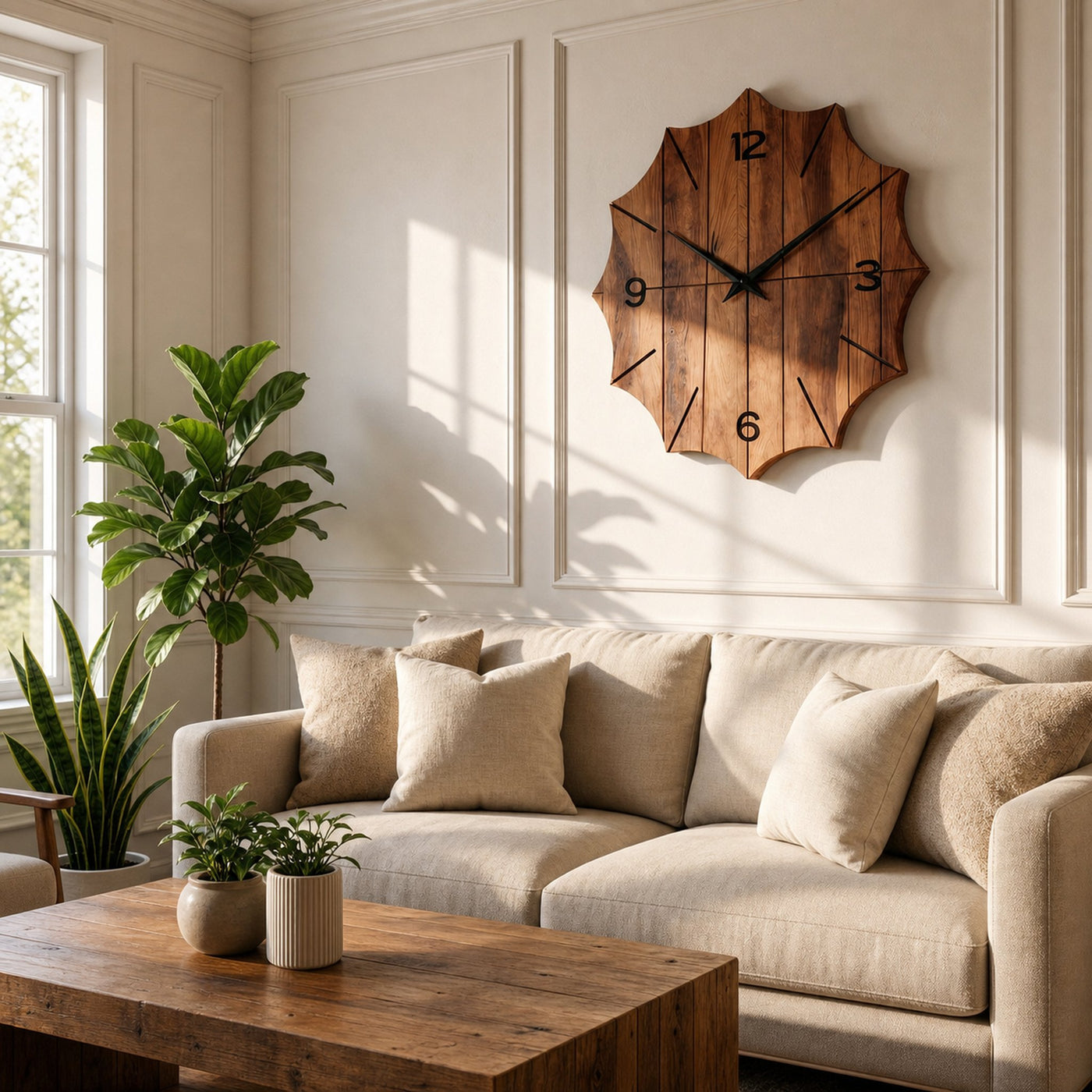 Organic Wooden Wall Clock For Designer Living Room - product view 6
