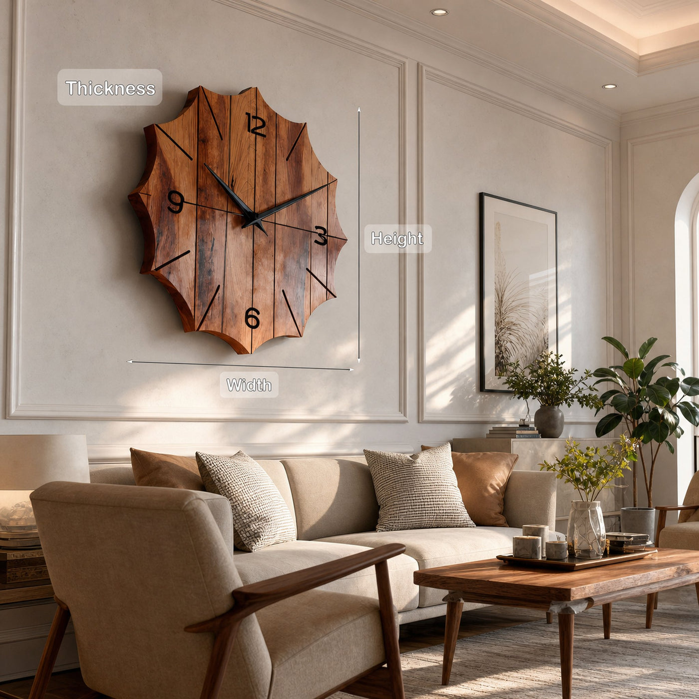 Organic Wooden Wall Clock For Designer Living Room - product view 7