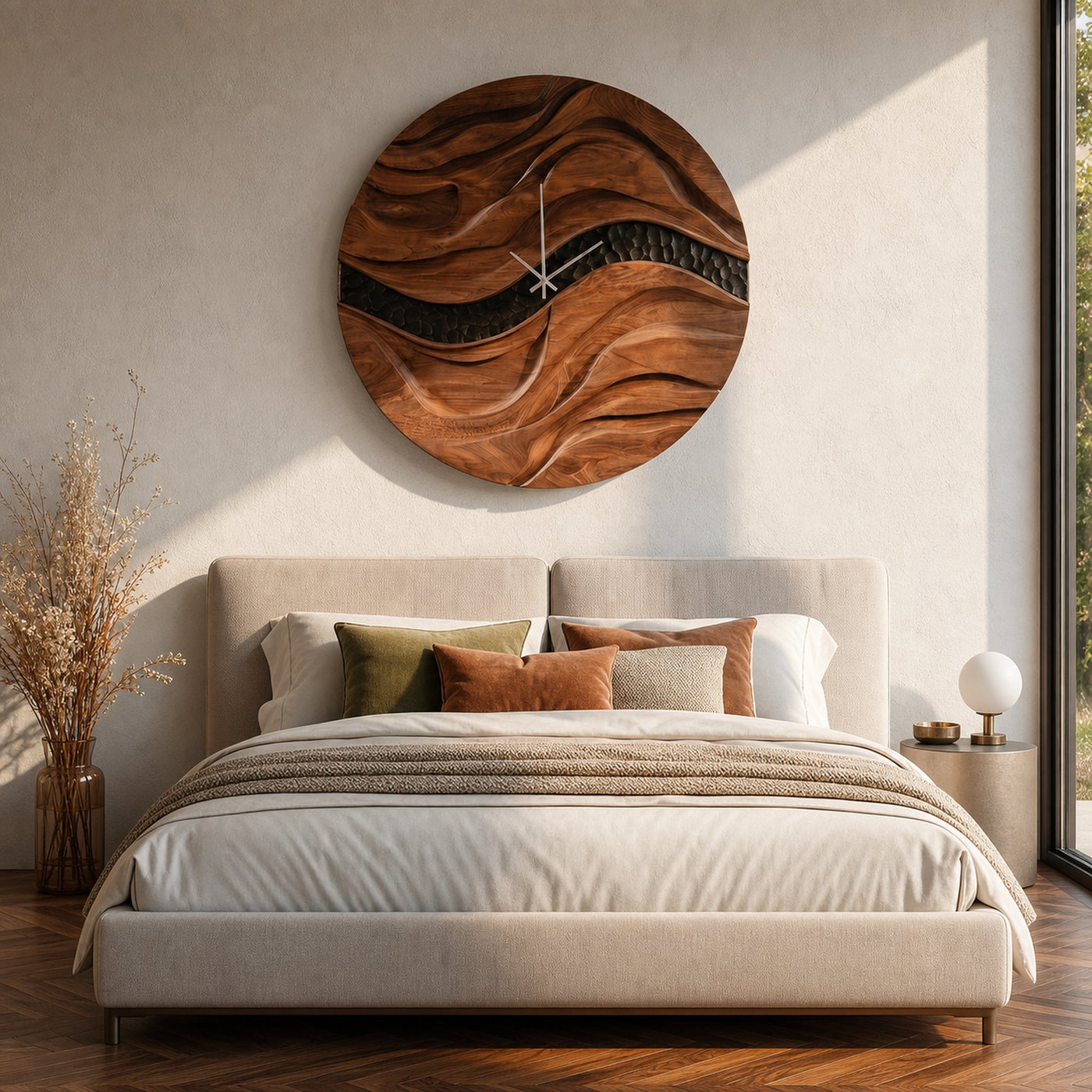 Organic Wooden Wall Clock For Living Room Decor - product view 6