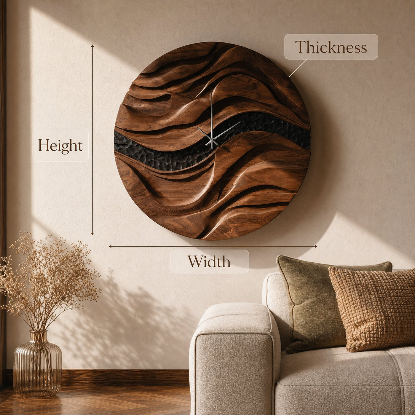 Organic Wooden Wall Clock For Living Room Decor - product view 7