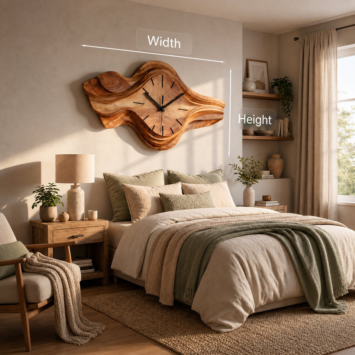 Organic Wooden Wall Clock Wave Design For Bedroom Wall Decor - product view 8