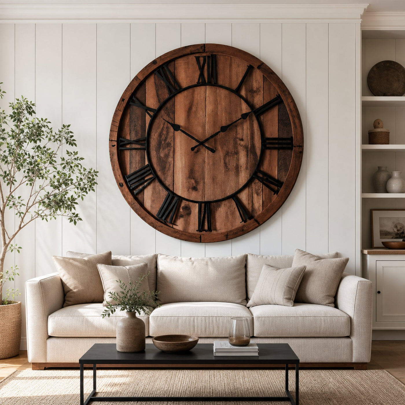 Oversized Rustic Wall Clock With Roman Numerals For Living Room And Entryway - product view 7