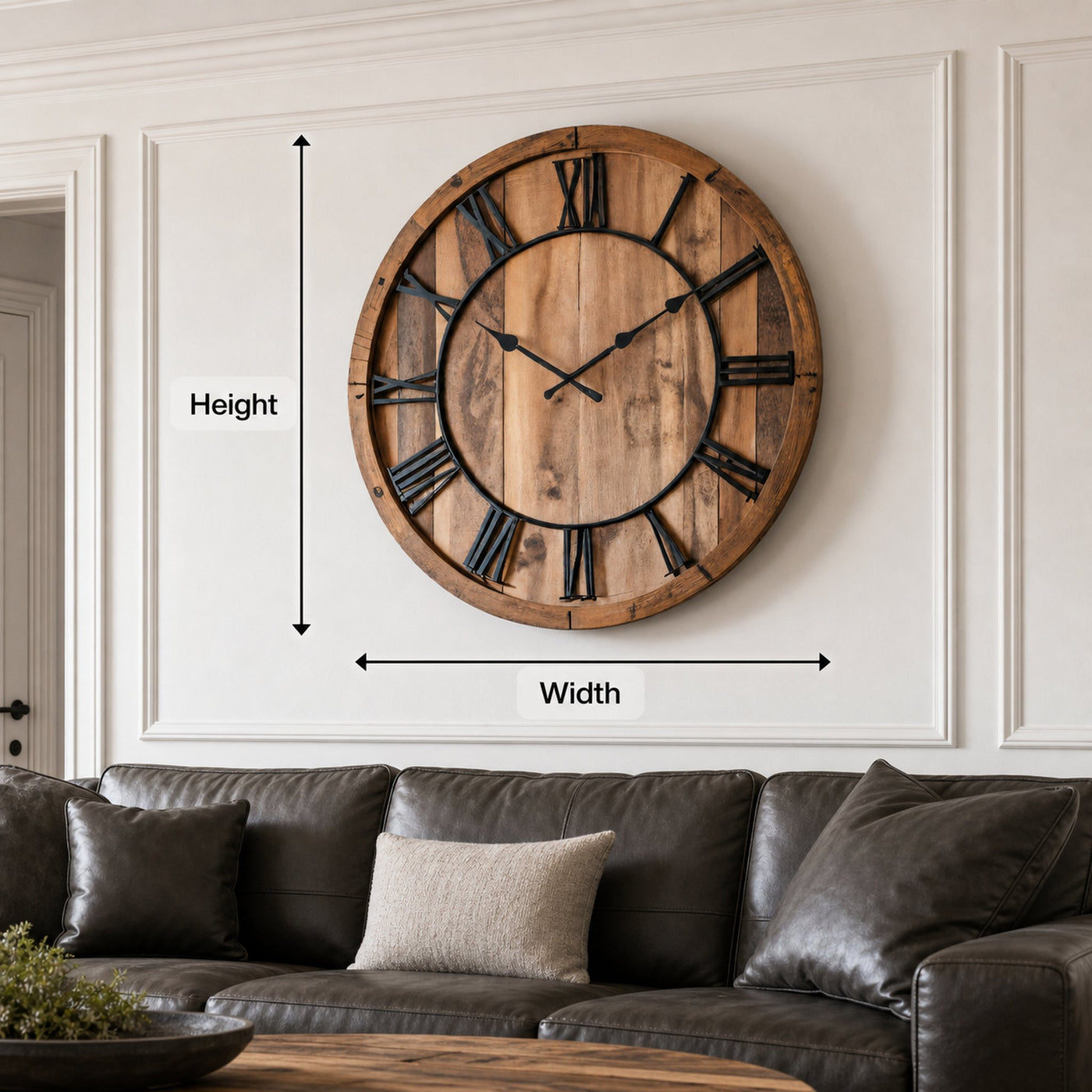 Oversized Rustic Wall Clock With Roman Numerals For Living Room And Entryway - product view 8
