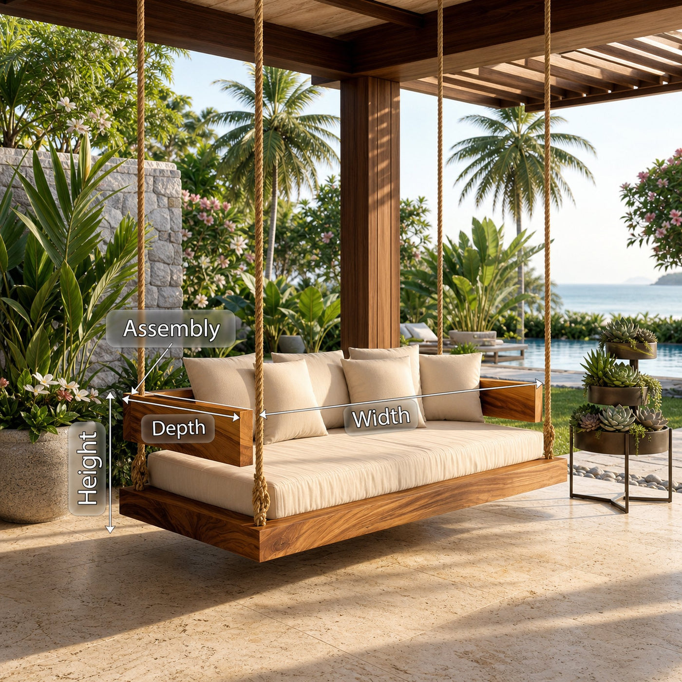Resort Style Hanging Daybed Swing Retreat - product view 8