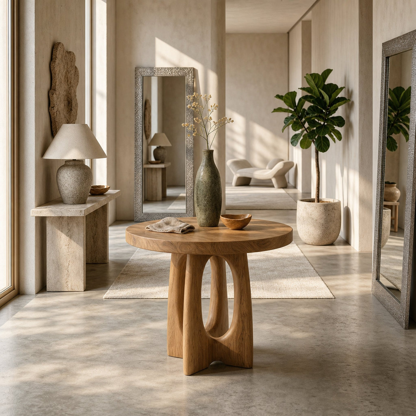 Round Entryway Center Table For Staircase Or Entryway - product view 6