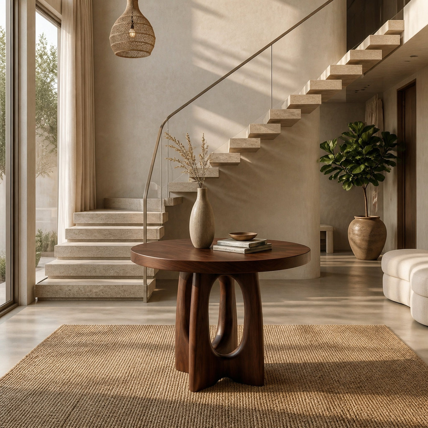 Round Entryway Center Table For Staircase Or Entryway - product view 7