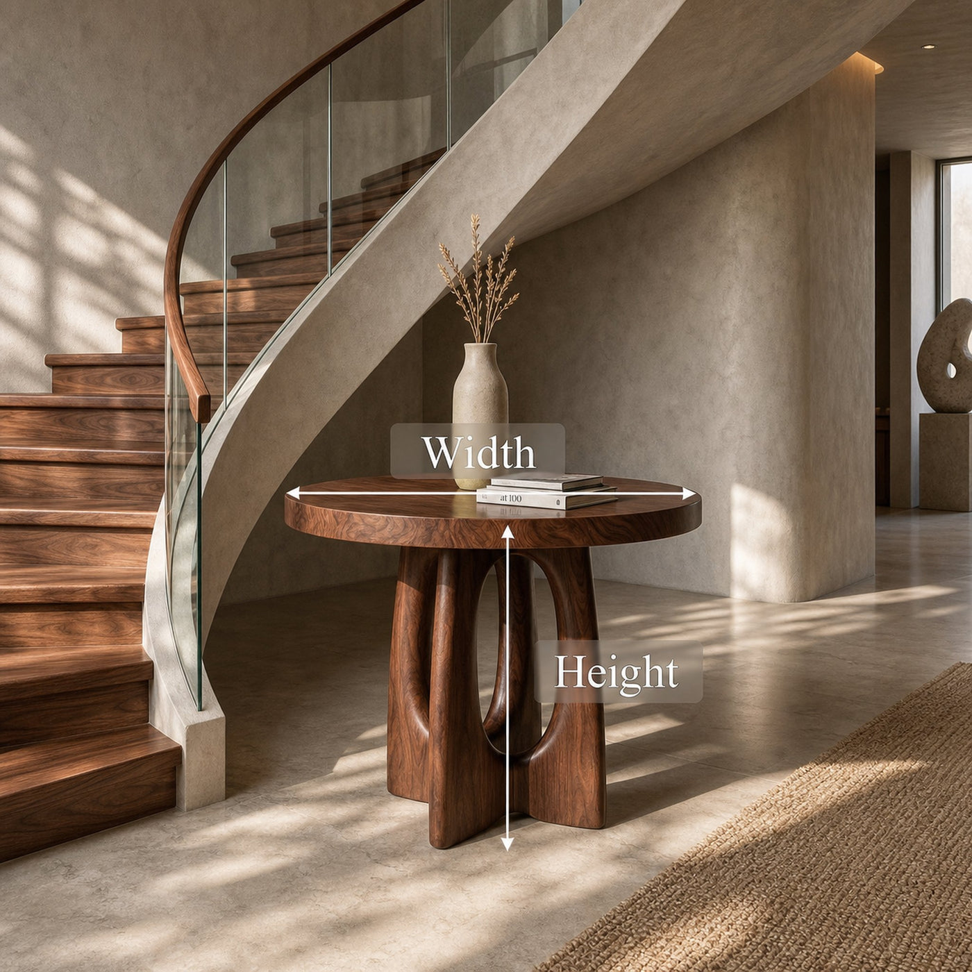 Round Entryway Center Table For Staircase Or Entryway - product view 8