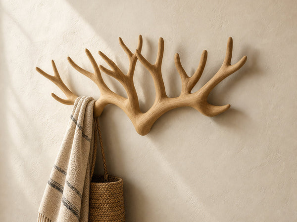 Rustic Antler Wall Rack Entryway Storage