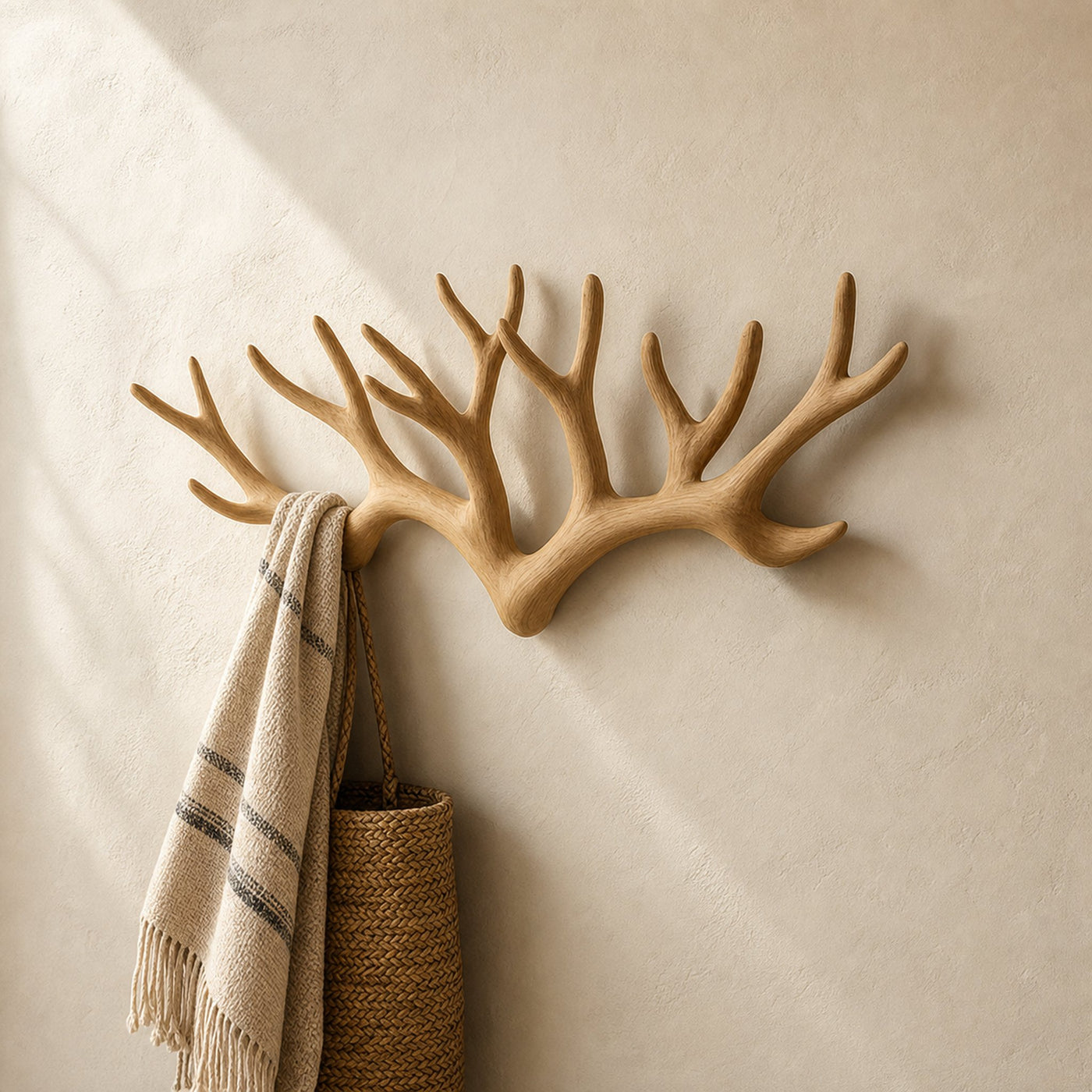 Rustic Antler Wall Rack Entryway Storage