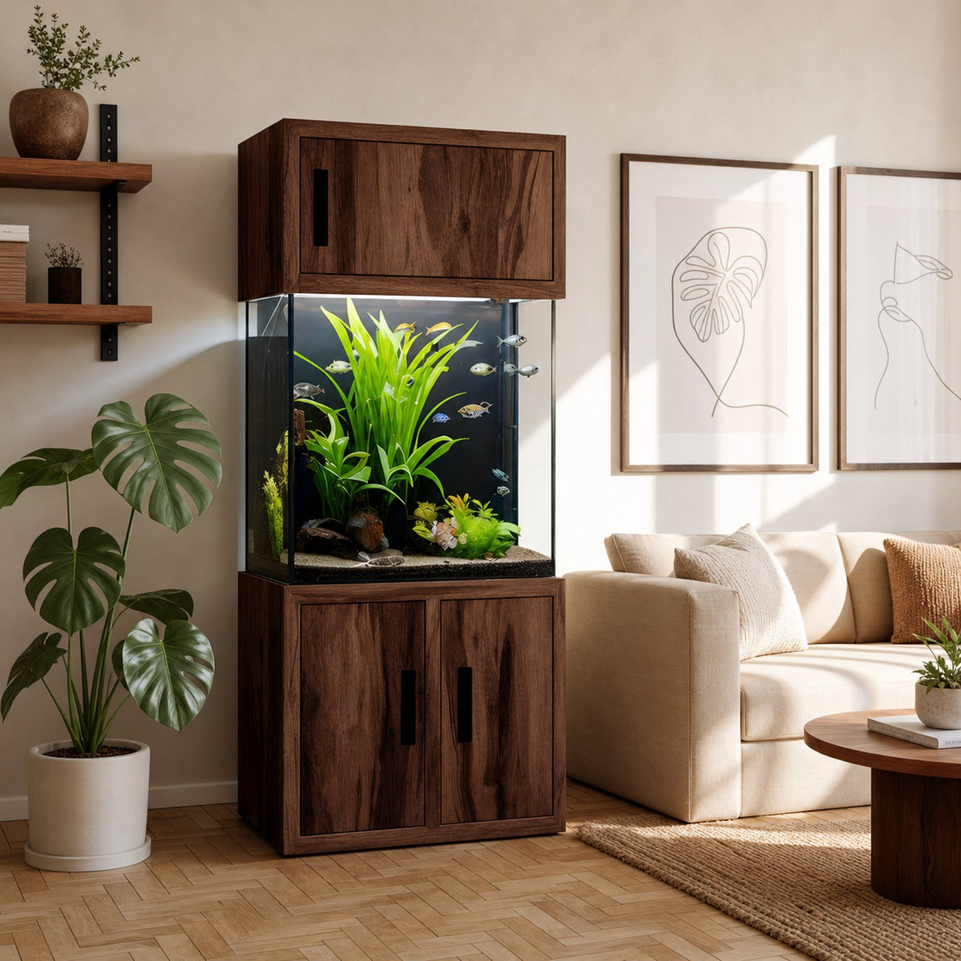 Rustic Aquarium Cabinet For Living Room Corner - product view 7