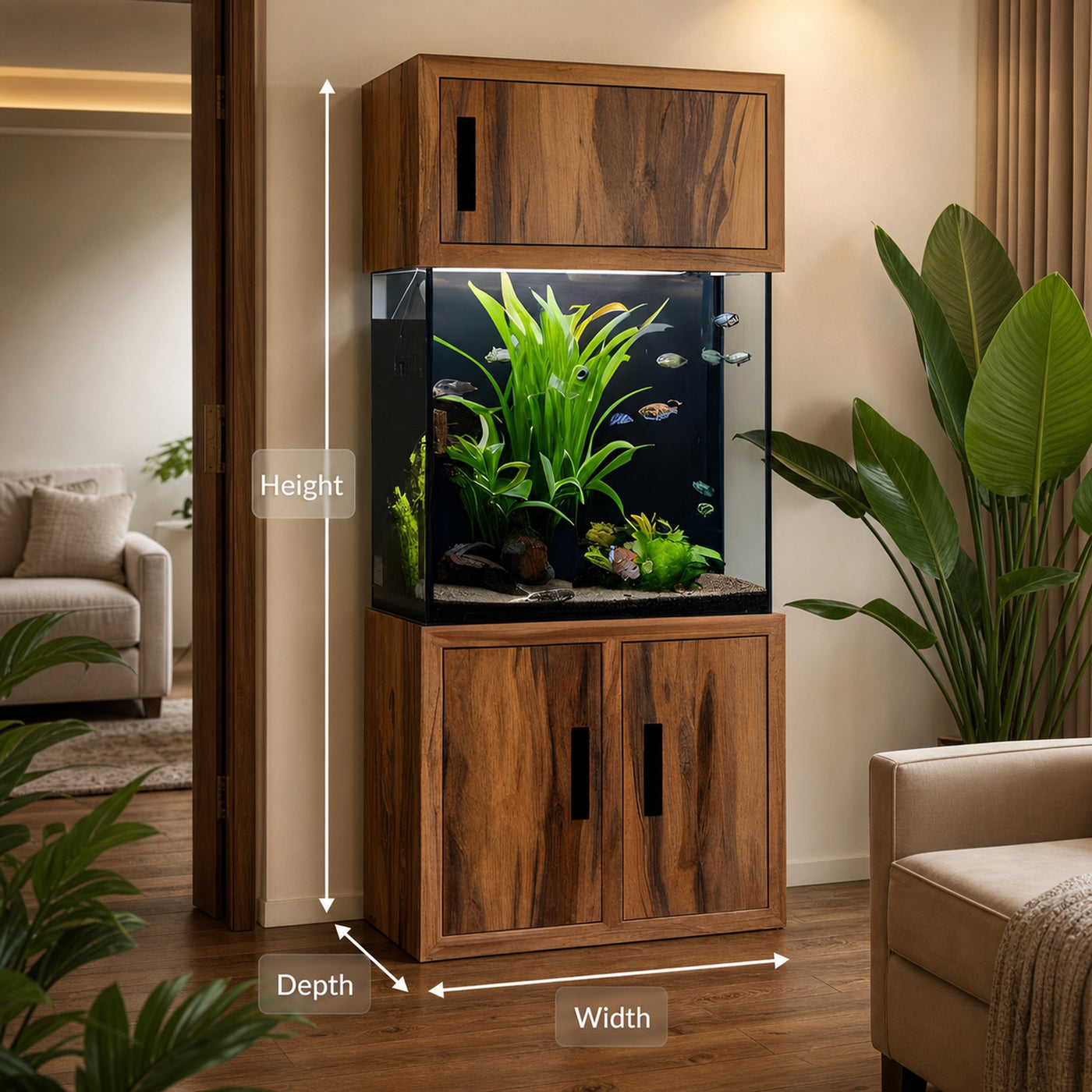 Rustic Aquarium Cabinet For Living Room Corner - product view 8