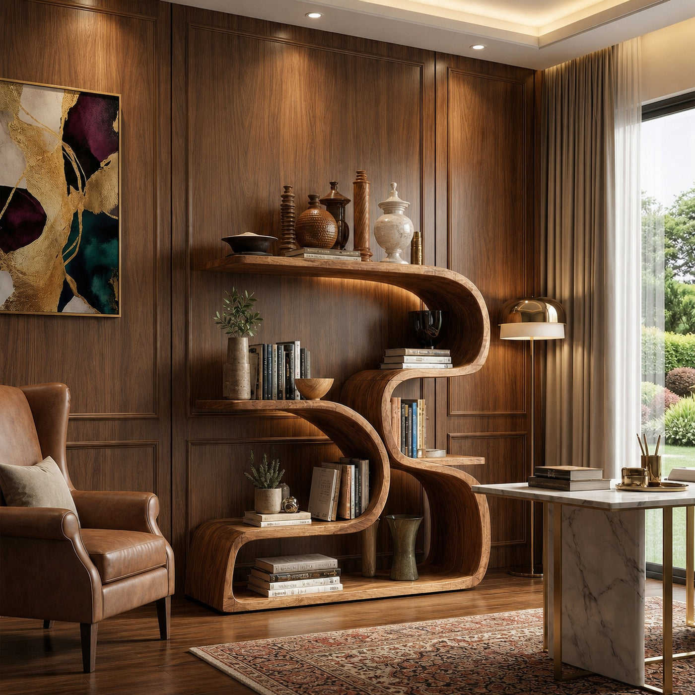 Rustic Artistic Bookshelf For Living Room And Interior Decor - product view 6