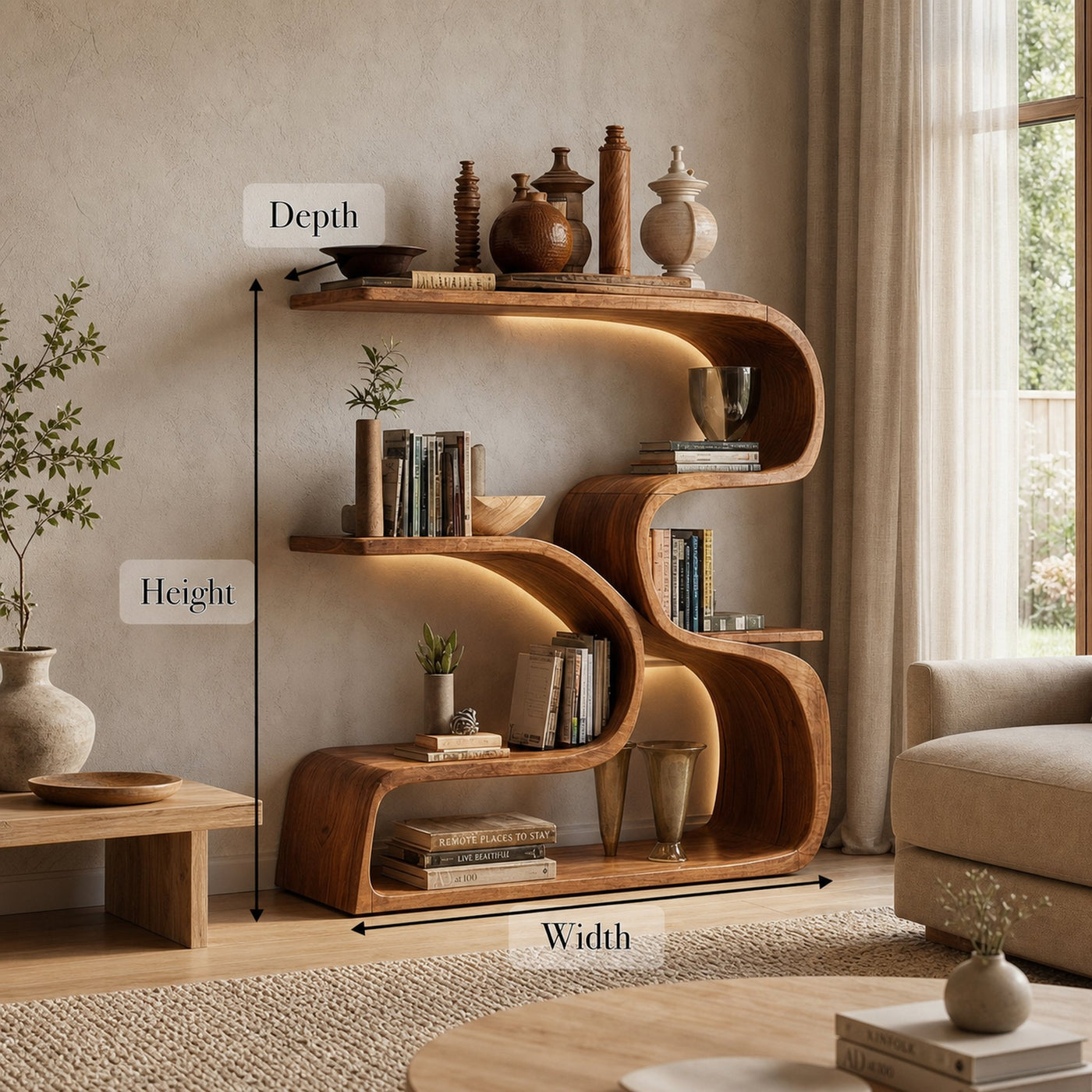 Rustic Artistic Bookshelf For Living Room And Interior Decor - product view 7