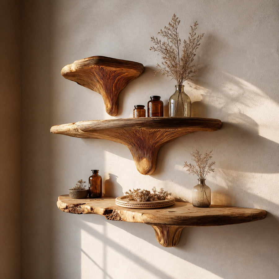 Rustic Artistic Musrhroom Shelf for Modern Living Room