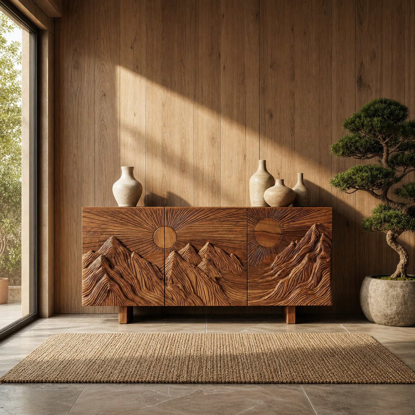 Rustic Artistic Storage Cabinet For Living Room And Apartment
