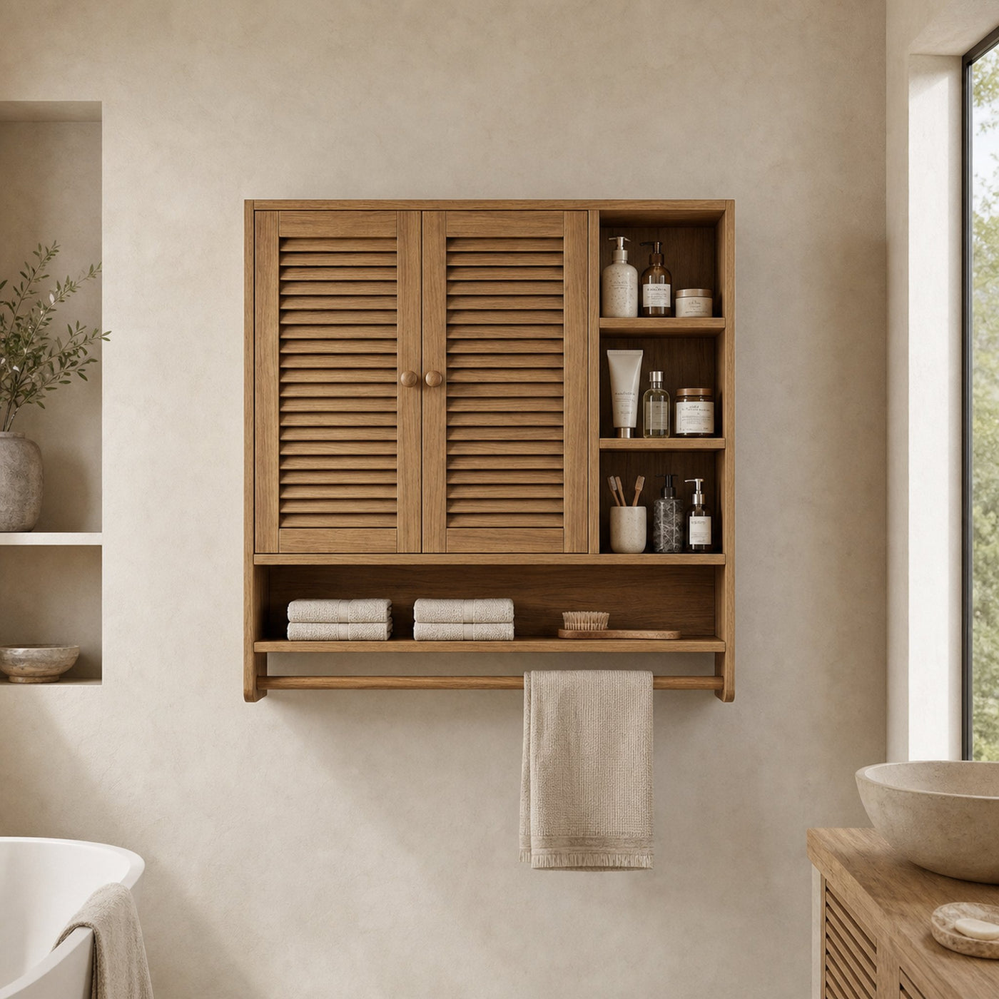 Rustic Bathroom Cabinet Solid Wood For Bathroom Space