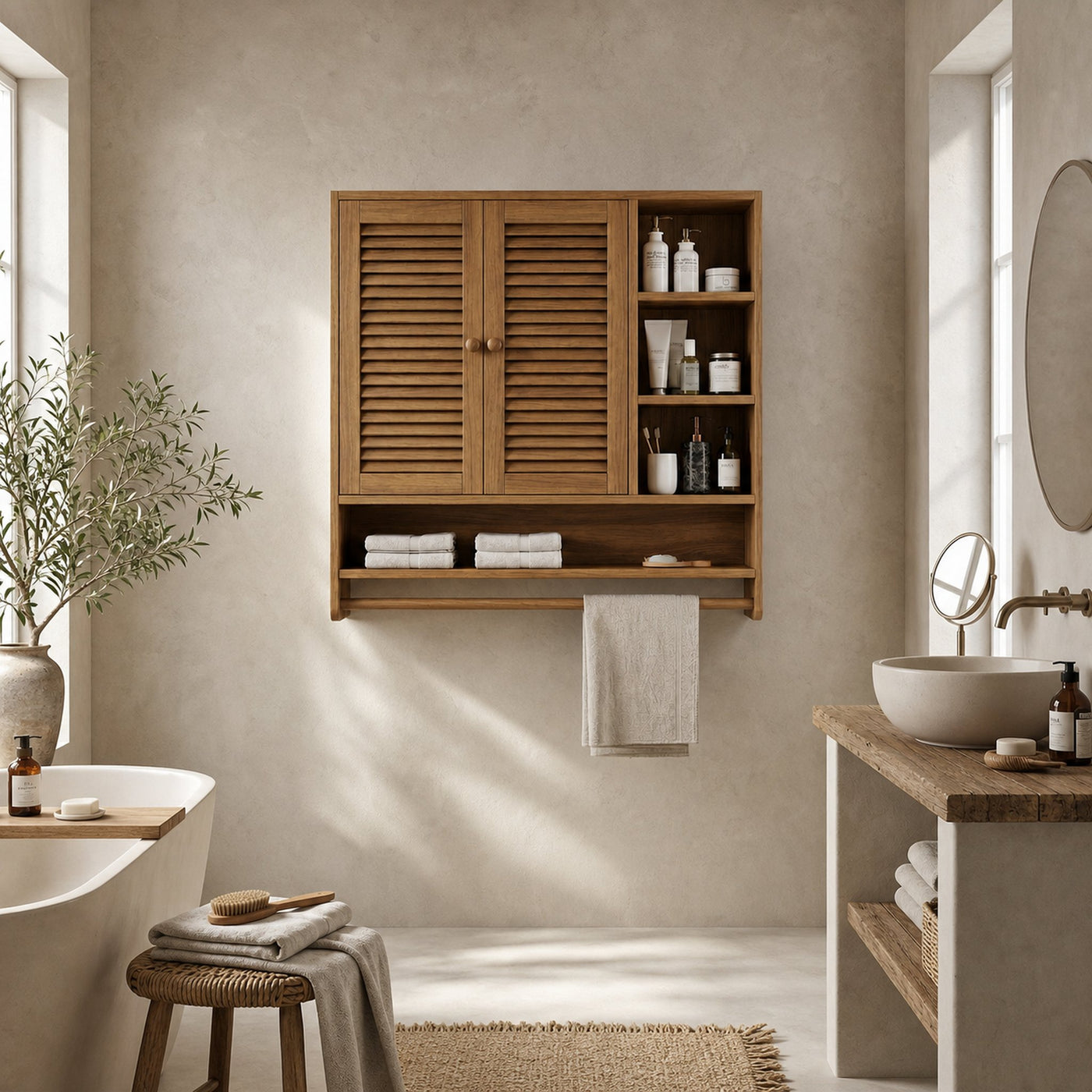 Rustic Bathroom Cabinet Solid Wood For Bathroom Space - product view 6