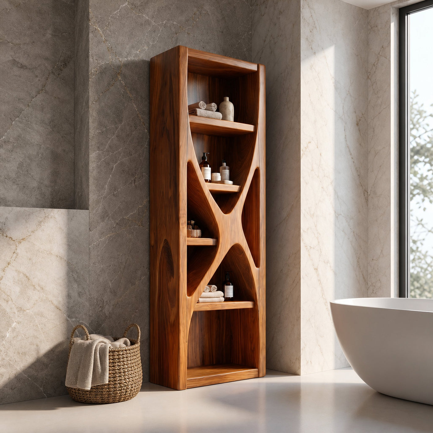 Rustic Bathroom Cabinet With Natural Branch Structure For Bathroom