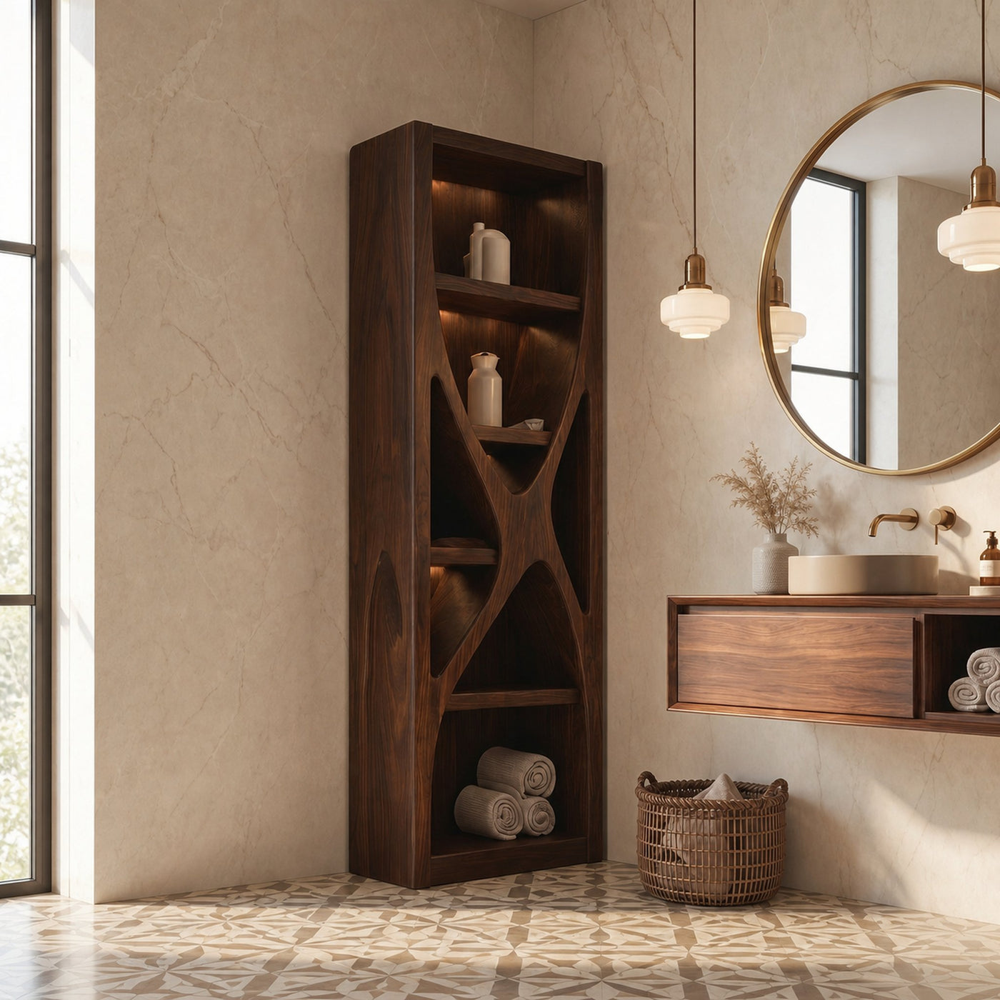 Rustic Bathroom Cabinet With Natural Branch Structure For Bathroom - product view 7