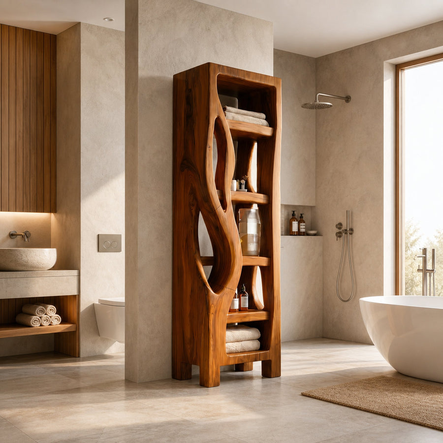 Rustic Bathroom Cabinet With Organic Branch Design For Bathroom