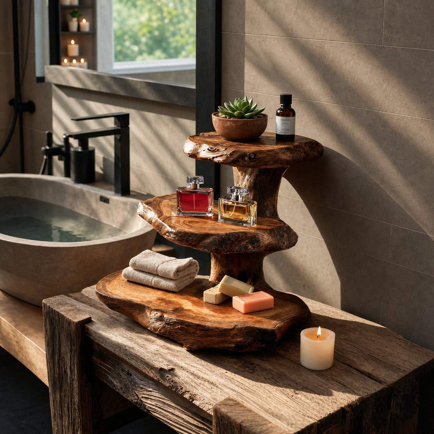Rustic Bathroom Shelf Nature Inspired For Bathroom