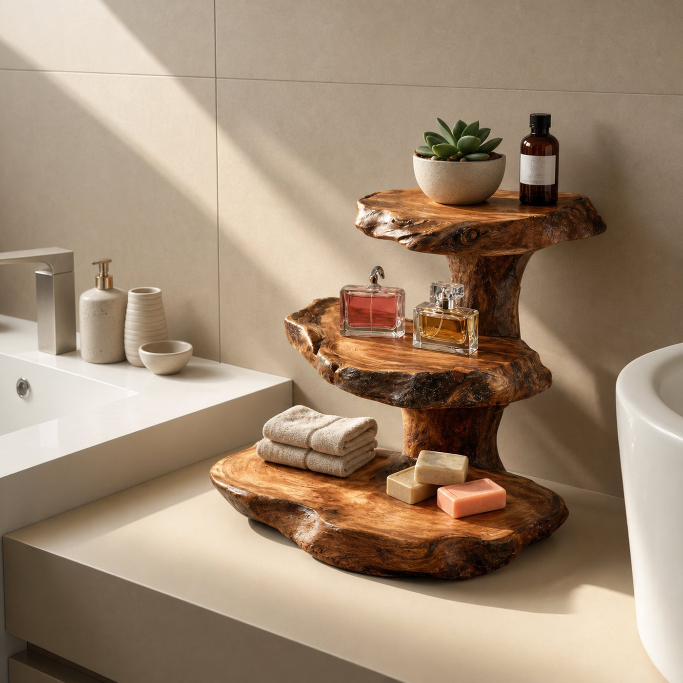 Rustic Bathroom Shelf Nature Inspired For Bathroom - product view 6