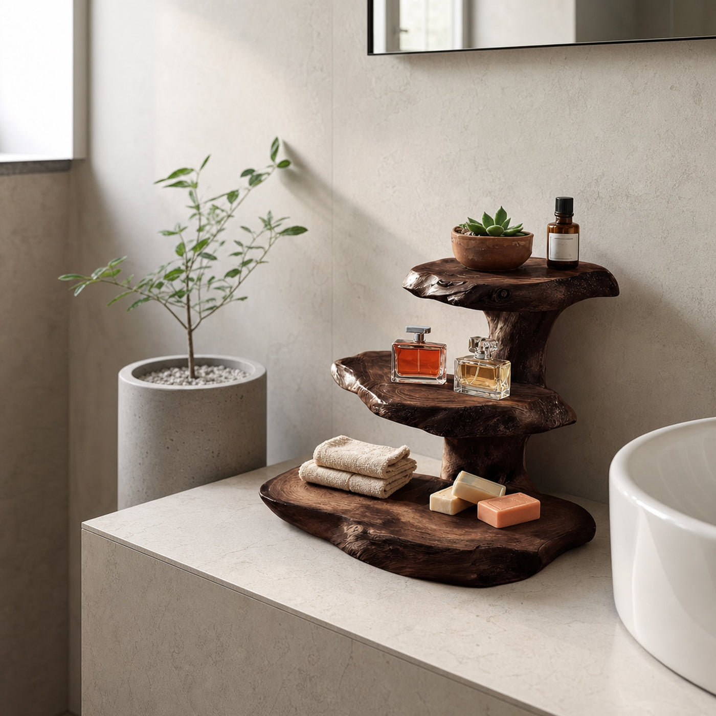 Rustic Bathroom Shelf Nature Inspired For Bathroom - product view 7
