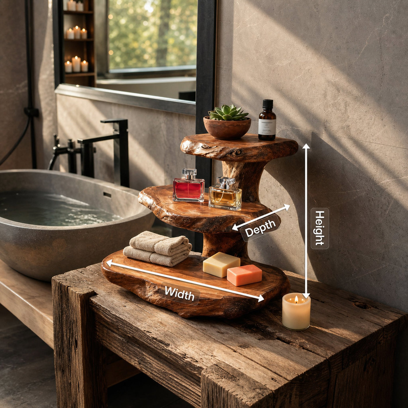 Rustic Bathroom Shelf Nature Inspired For Bathroom - product view 8