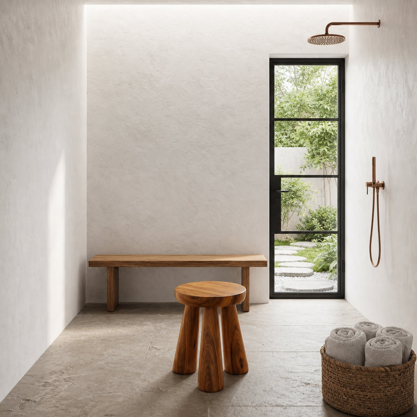 Rustic Bathroom Stool With Handcrafted Solid Wood Design For Bathroom - product view 6