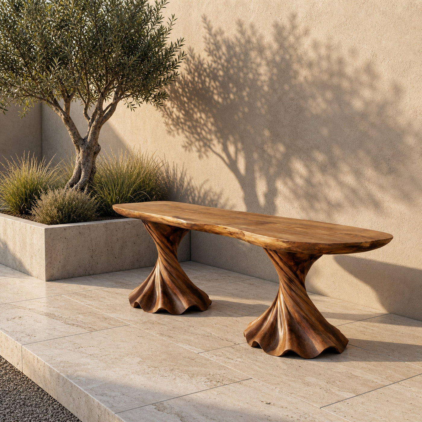 Rustic Bench Solid Wood Twisted Pedestal Base Entryway - product view 6