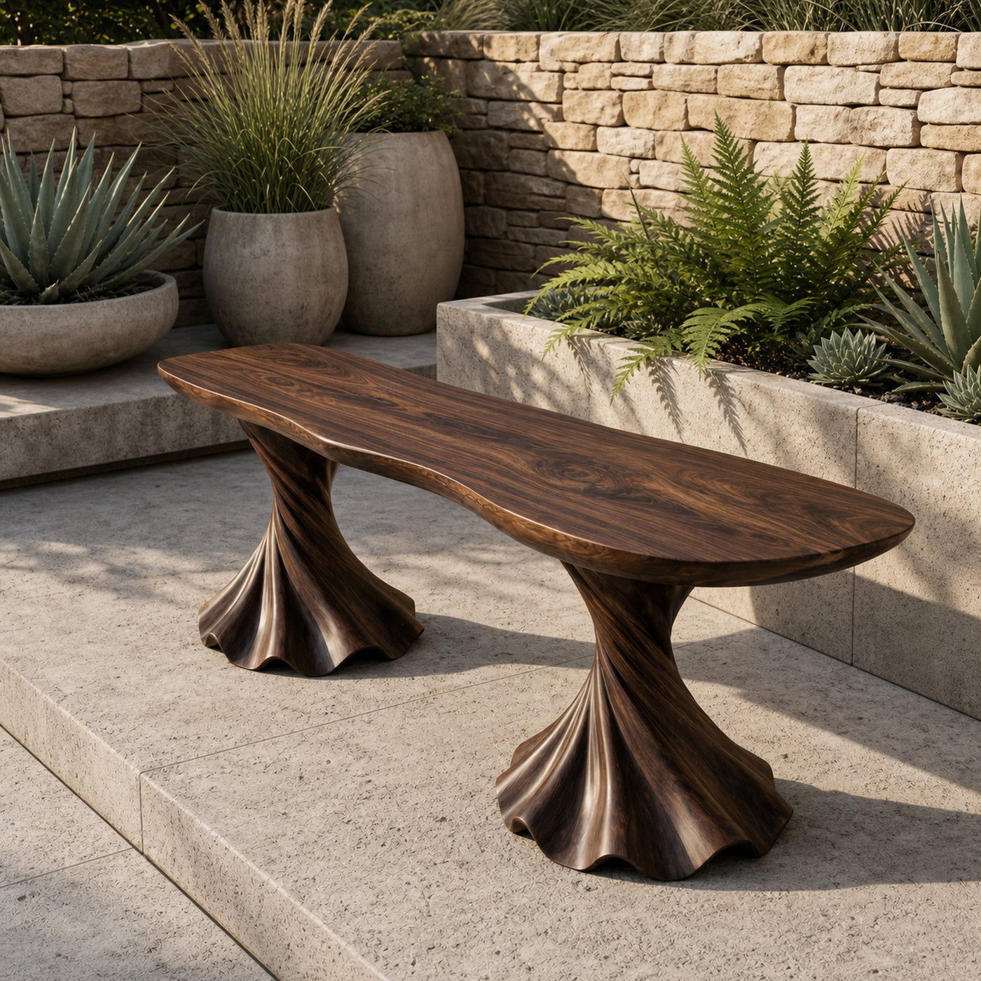 Rustic Bench Solid Wood Twisted Pedestal Base Entryway - product view 7