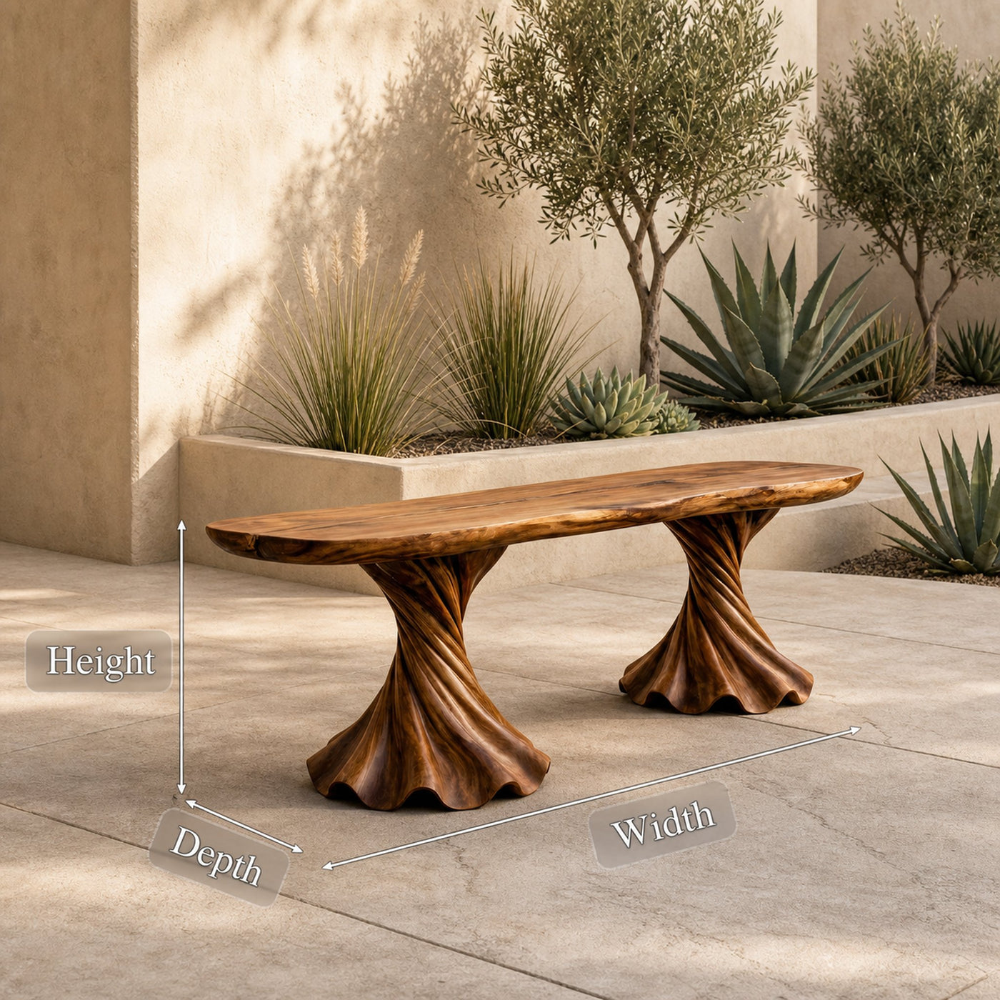 Rustic Bench Solid Wood Twisted Pedestal Base Entryway - product view 8
