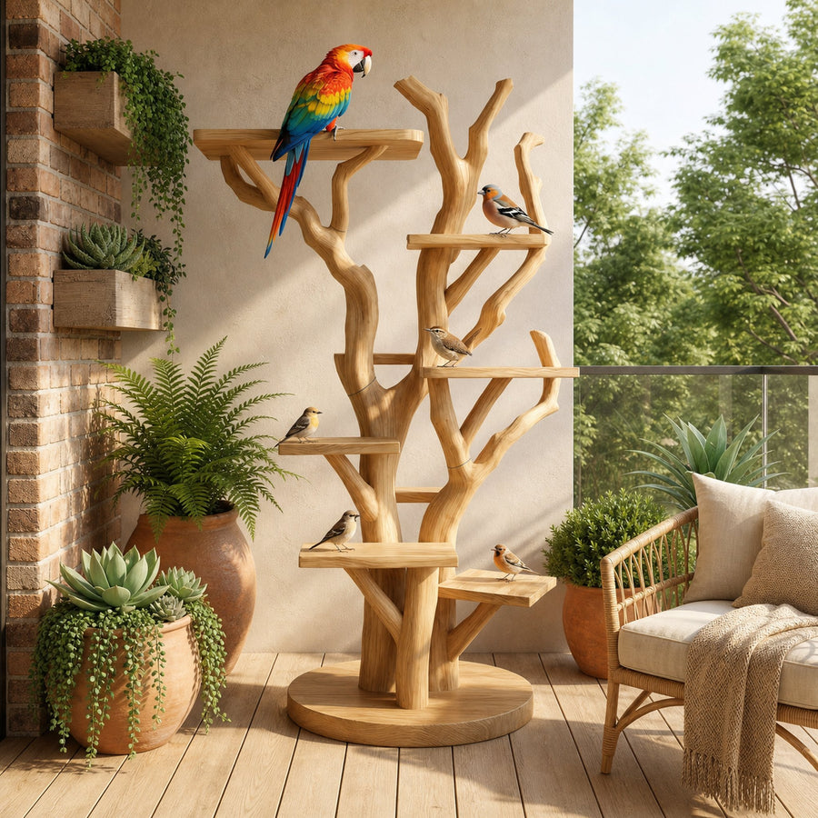 Rustic Bird Activity Stand For Living Room Or Pet Corner