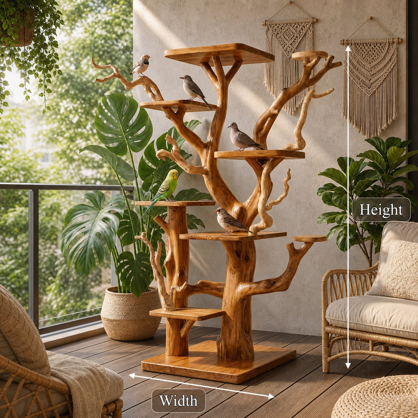 Rustic Bird Perch Stand For Living Room Or Bedroom - product view 6