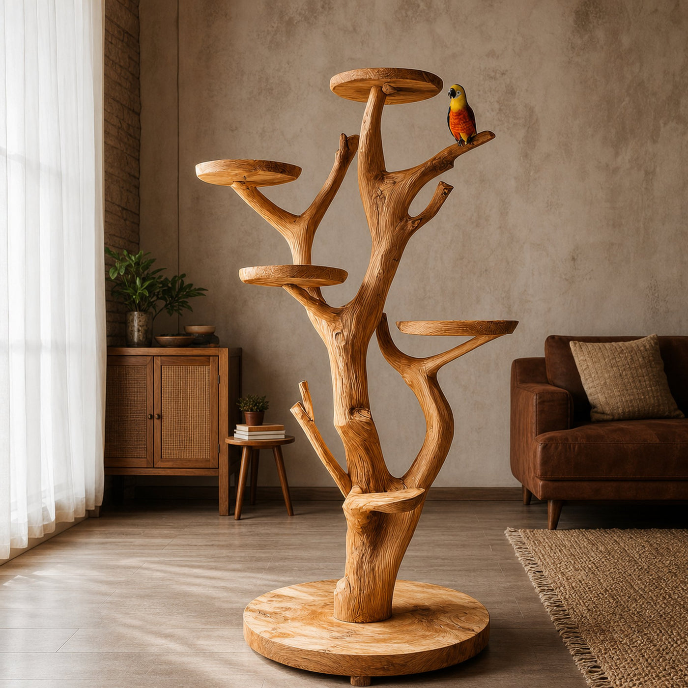 Rustic Bird Perch Tree Stand Living Room Aviary Decor