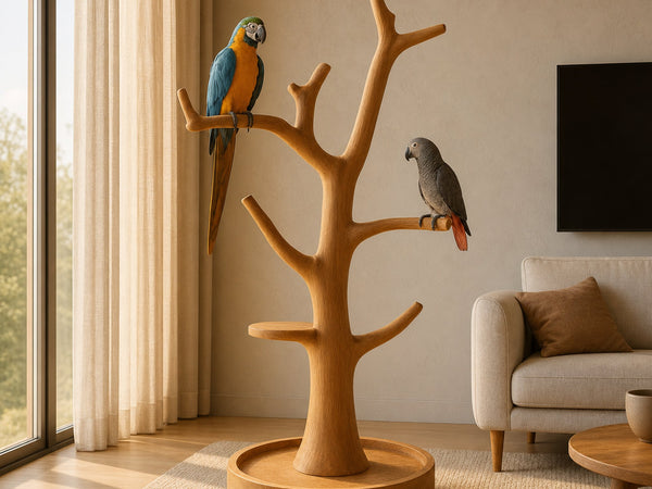 Rustic Bird Tree Stand Parrot Perch Modern Minimalist Design