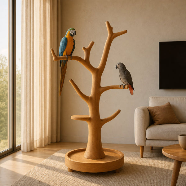 Rustic Bird Tree Stand Parrot Perch Modern Minimalist Design