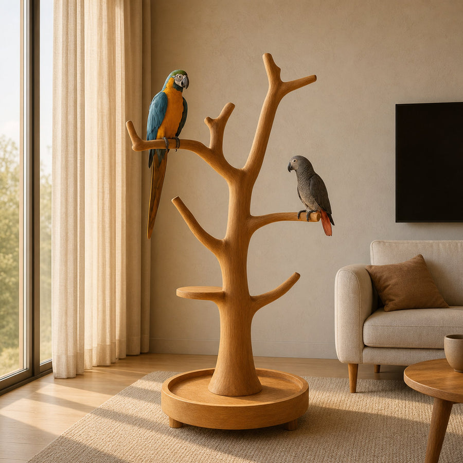 Rustic Bird Tree Stand Parrot Perch Modern Minimalist Design