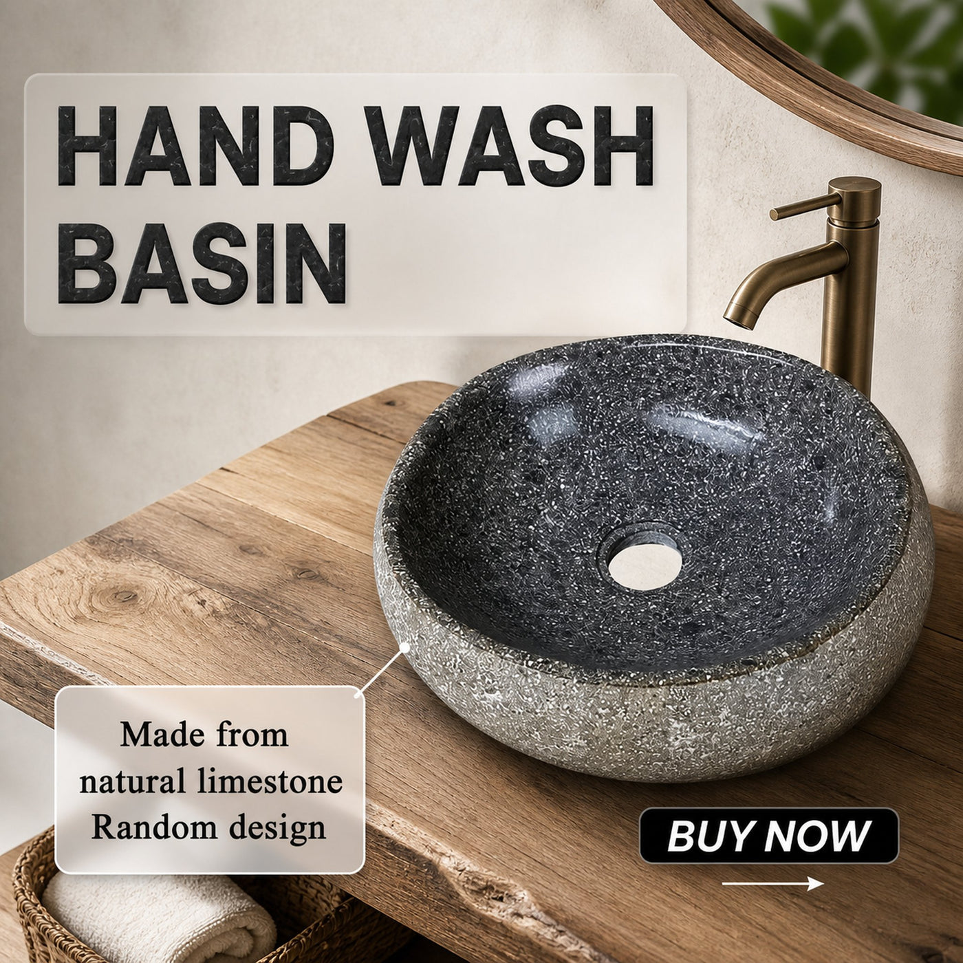Rustic Branch Display Vanity Bathroom Or Minimal Washroom - product view 6