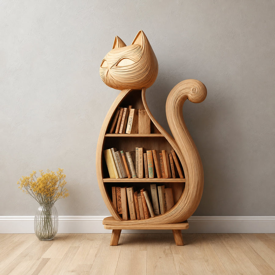 Rustic Cat Bookcase Children Bedroom