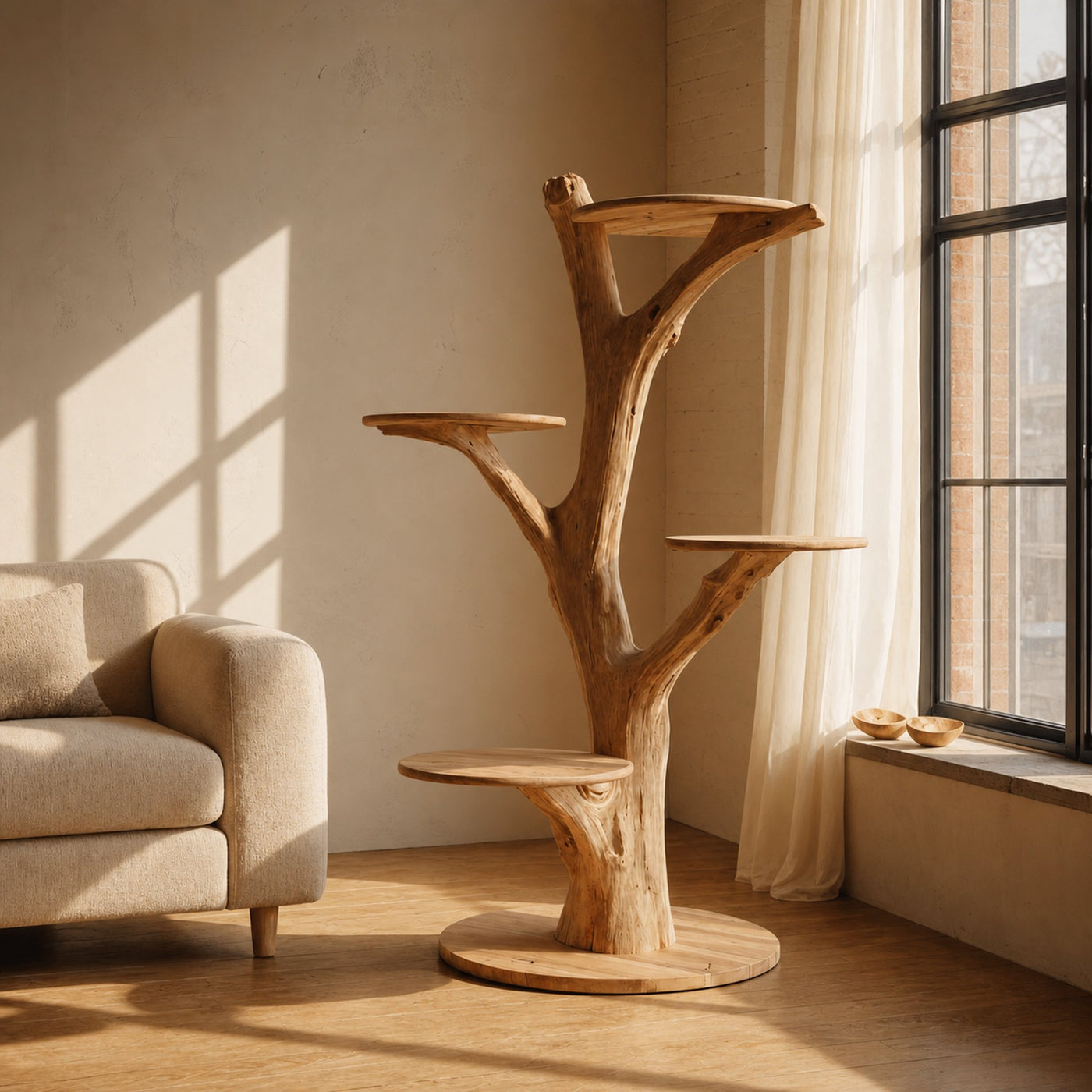 Rustic Cat Tree Bookshelf Style Pet Stand Living Room
