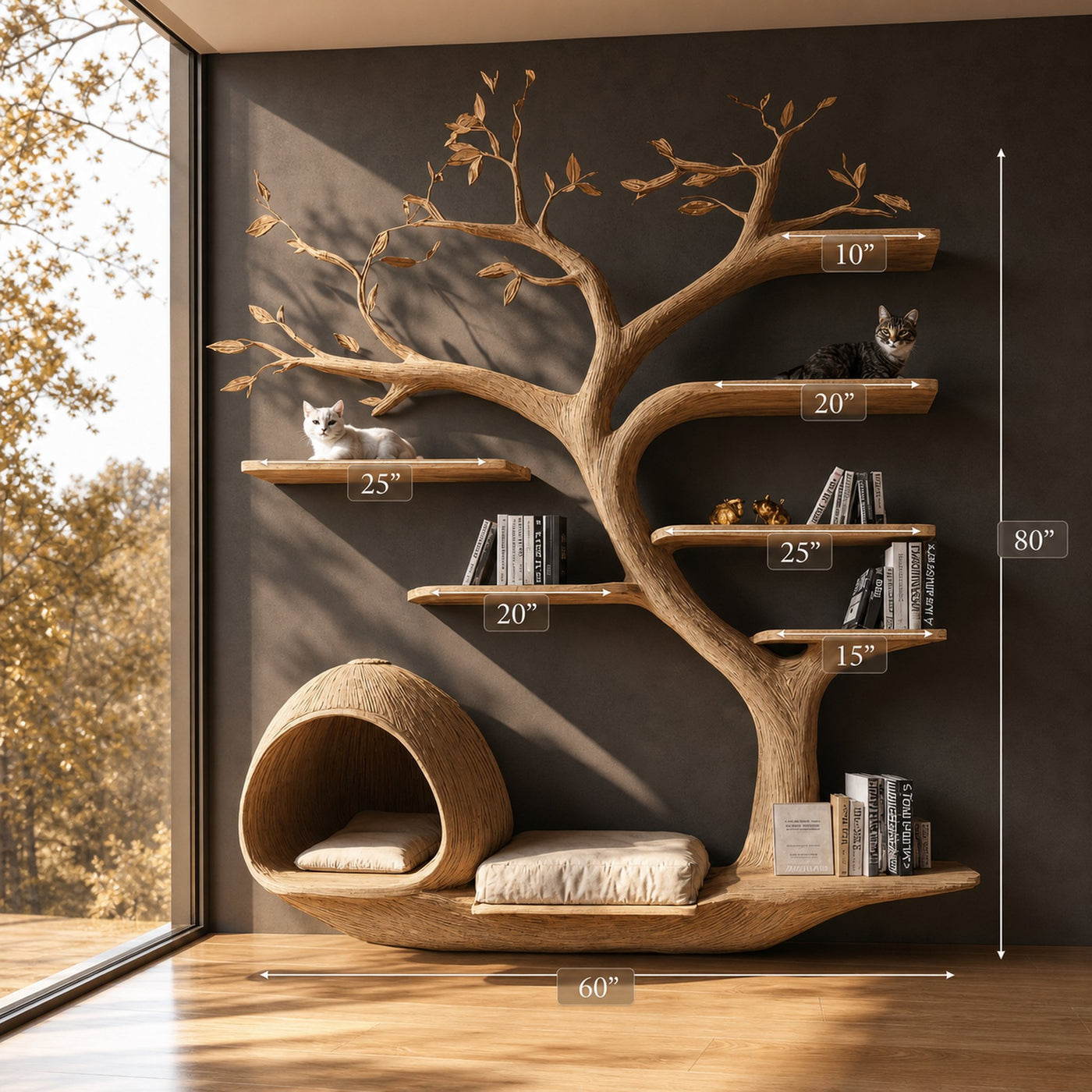 Rustic Cat Tree Wall Unit Living Room Cat Bed Furniture - product view 6