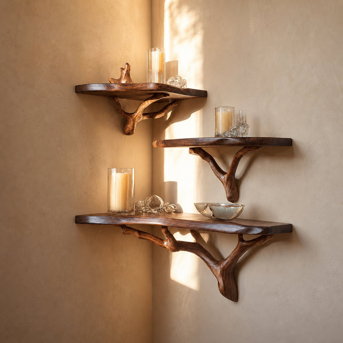 Rustic Corner Floating Shelf Entryway Or Kitchen