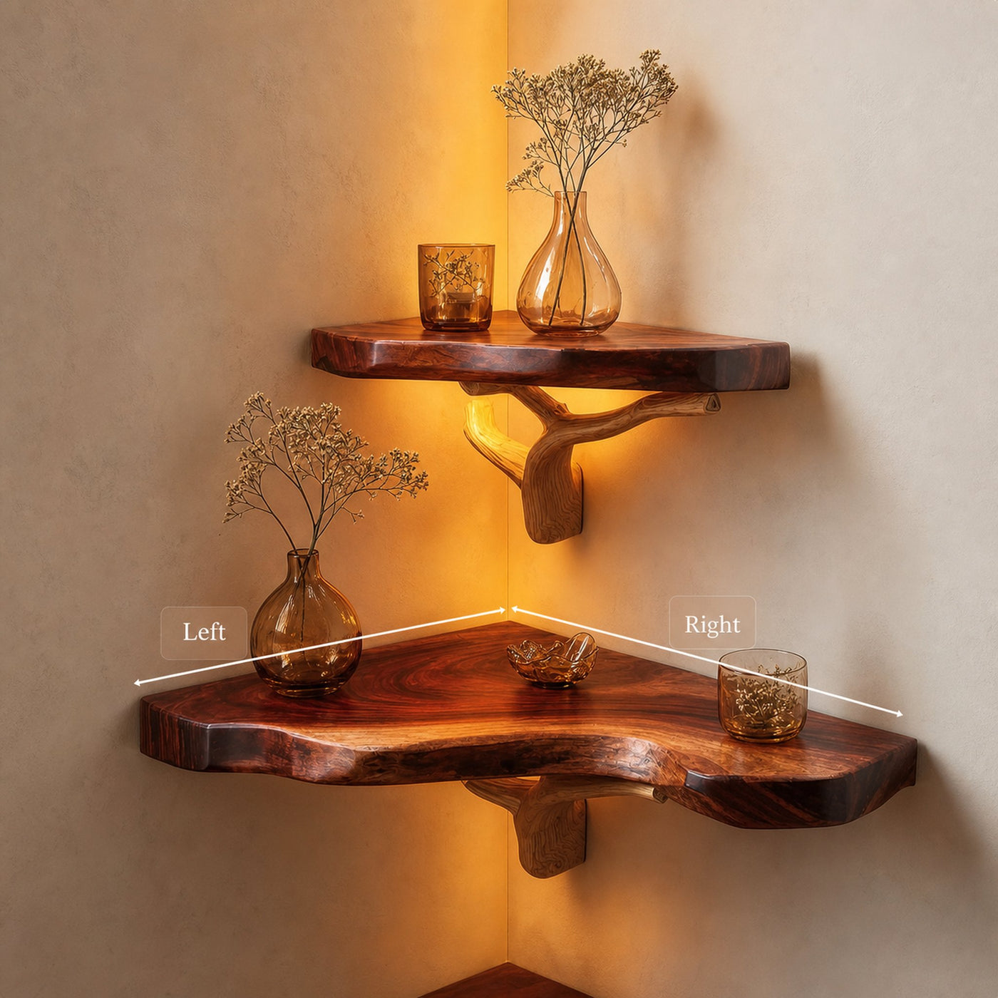 Rustic Corner Floating Shelf Living Room - product view 6
