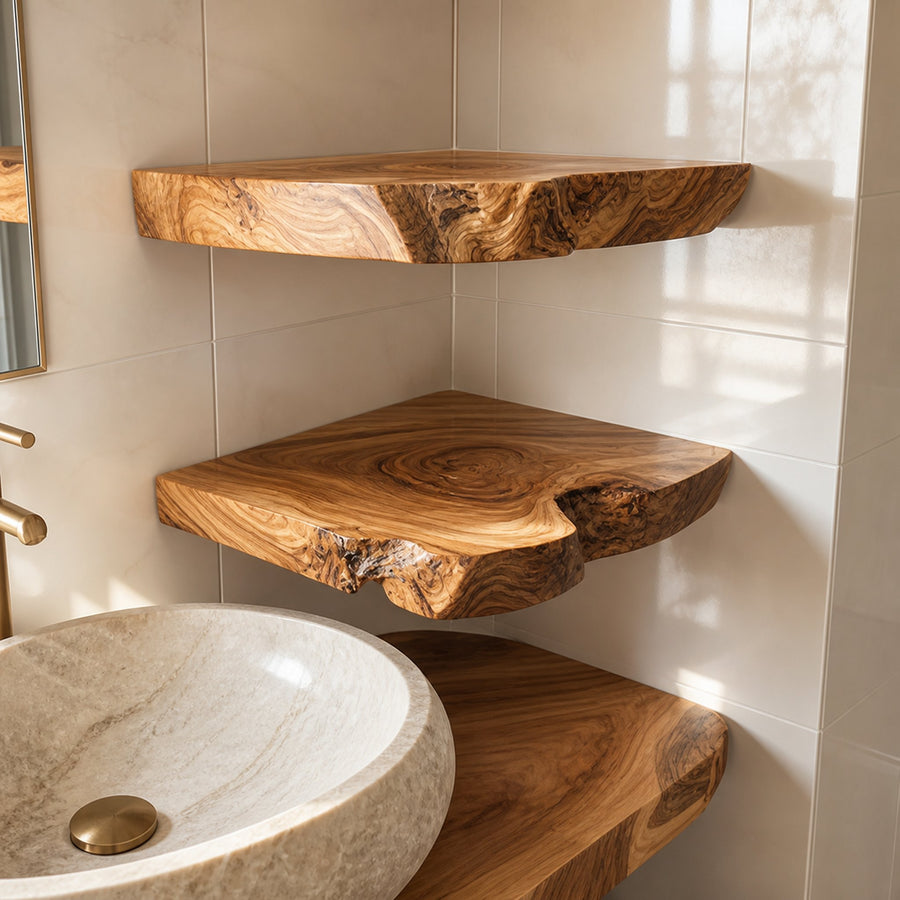 Rustic Corner Shelf For Living Room Wall Decor